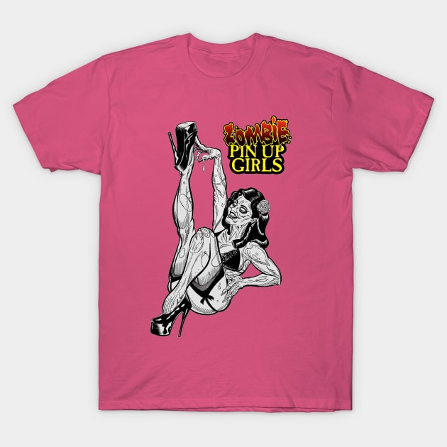 Zombie Pinup Diva : Burlesque Performer T-Shirt by rsacchetto